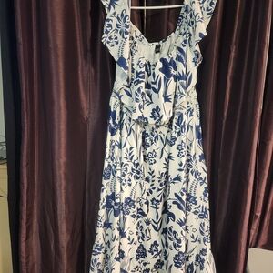 Blue and White Floral Dress